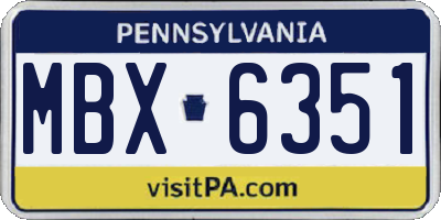PA license plate MBX6351