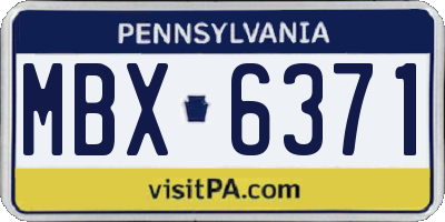 PA license plate MBX6371