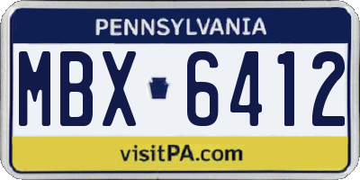PA license plate MBX6412