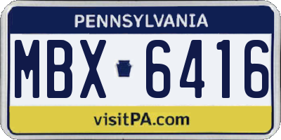 PA license plate MBX6416
