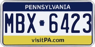 PA license plate MBX6423