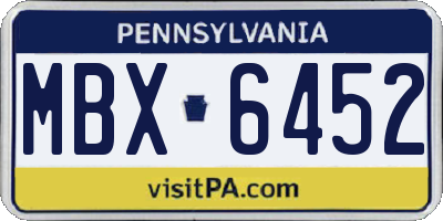 PA license plate MBX6452