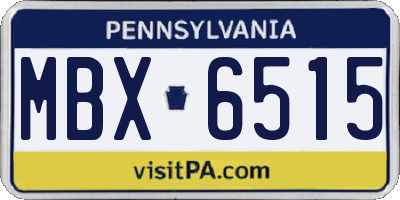 PA license plate MBX6515