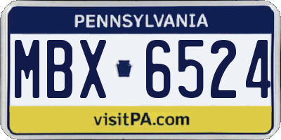 PA license plate MBX6524