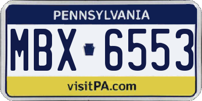 PA license plate MBX6553