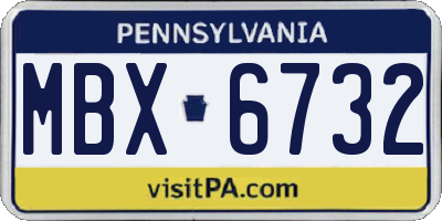 PA license plate MBX6732