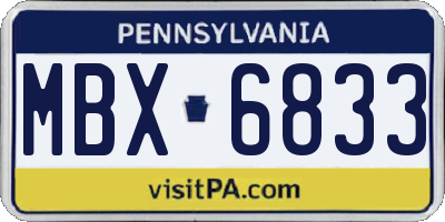 PA license plate MBX6833