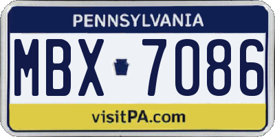 PA license plate MBX7086