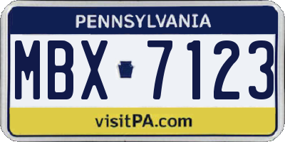 PA license plate MBX7123