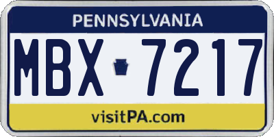 PA license plate MBX7217