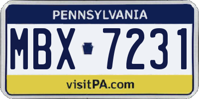 PA license plate MBX7231