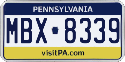 PA license plate MBX8339