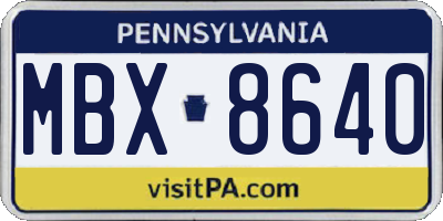 PA license plate MBX8640