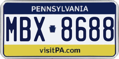 PA license plate MBX8688