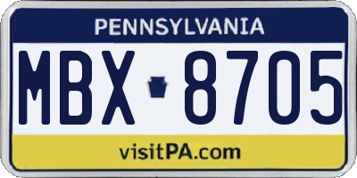 PA license plate MBX8705