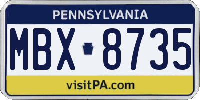 PA license plate MBX8735