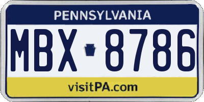 PA license plate MBX8786