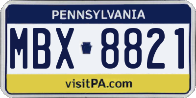 PA license plate MBX8821