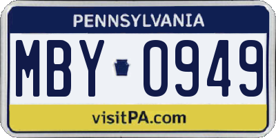 PA license plate MBY0949