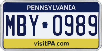 PA license plate MBY0989