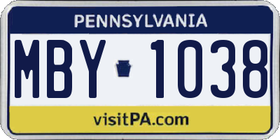 PA license plate MBY1038