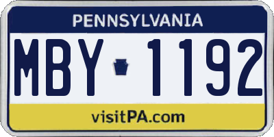 PA license plate MBY1192