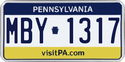 PA license plate MBY1317