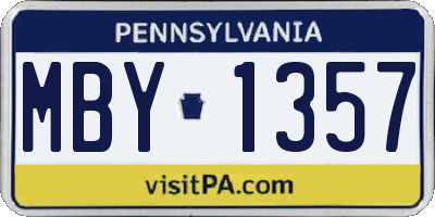 PA license plate MBY1357