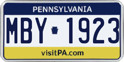 PA license plate MBY1923