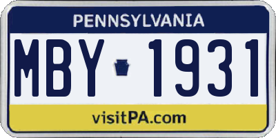 PA license plate MBY1931