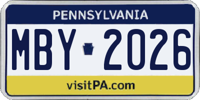 PA license plate MBY2026