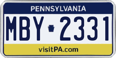 PA license plate MBY2331