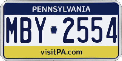 PA license plate MBY2554