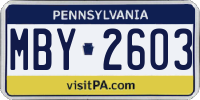 PA license plate MBY2603