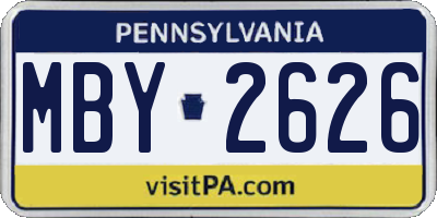 PA license plate MBY2626