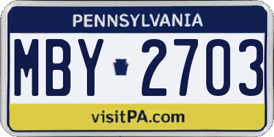 PA license plate MBY2703