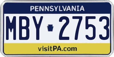 PA license plate MBY2753