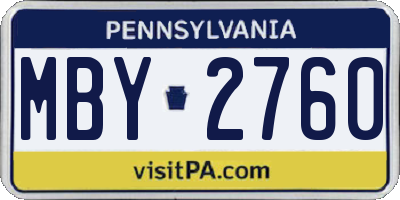 PA license plate MBY2760