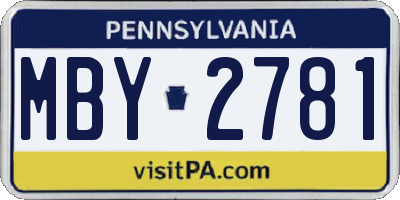 PA license plate MBY2781