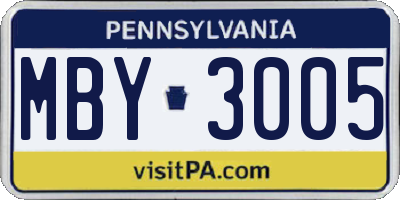 PA license plate MBY3005