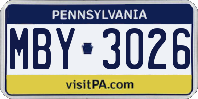 PA license plate MBY3026
