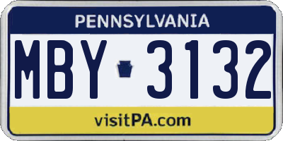 PA license plate MBY3132