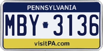 PA license plate MBY3136