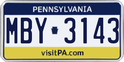 PA license plate MBY3143