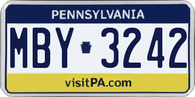 PA license plate MBY3242