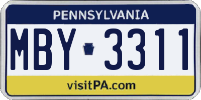 PA license plate MBY3311