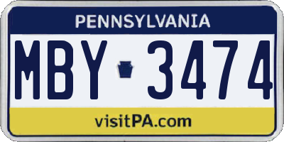 PA license plate MBY3474