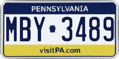 PA license plate MBY3489