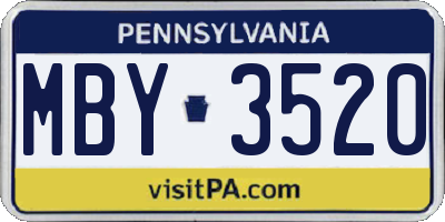PA license plate MBY3520