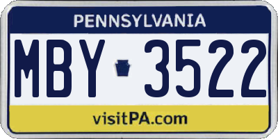 PA license plate MBY3522